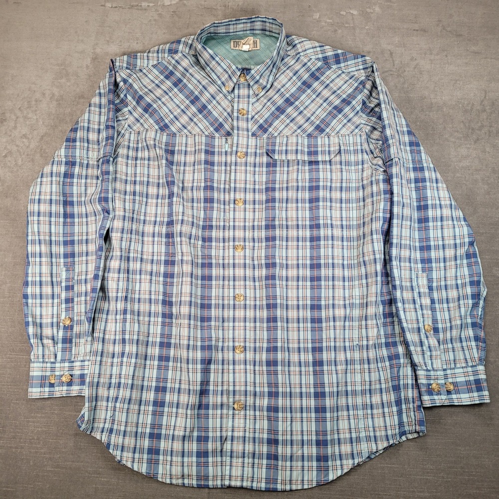Duluth‎ Trading Co. Plaid Fishing Shirt Vented Button Up XL Tall